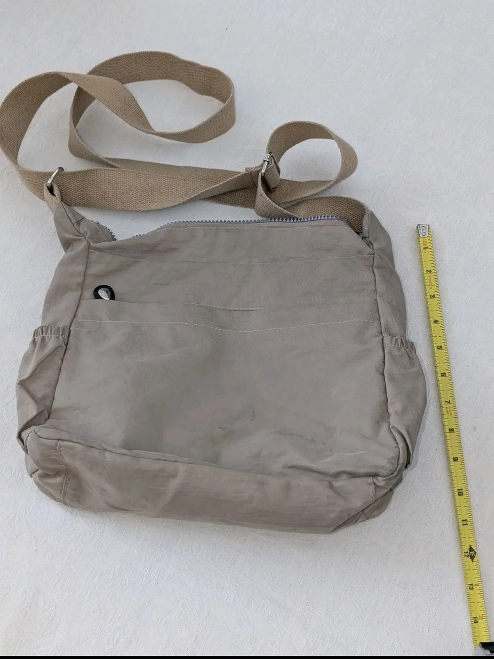 HUAERYOUYUE Beige Crossbody Messenger Bag Adjustable Strap Compartments